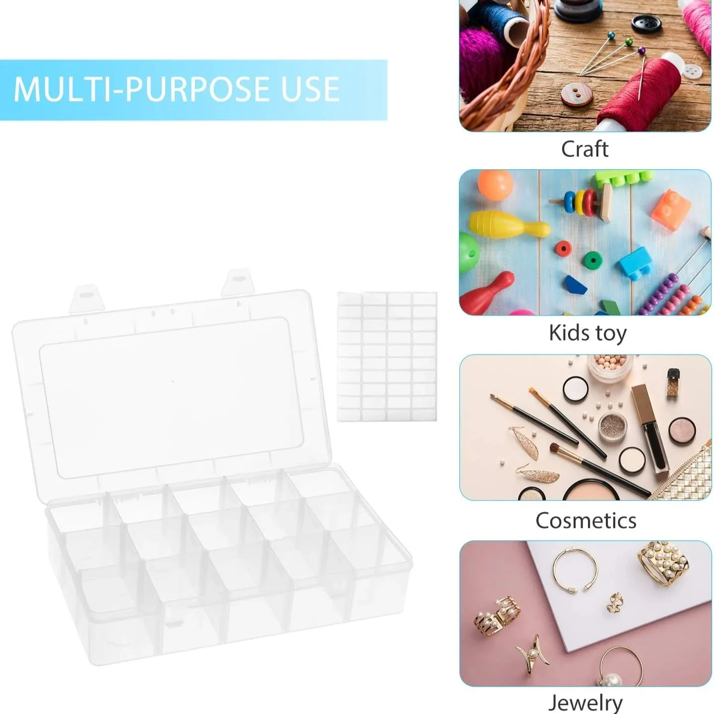 15 Grids Clear Plastic Organizer Box - Image 4