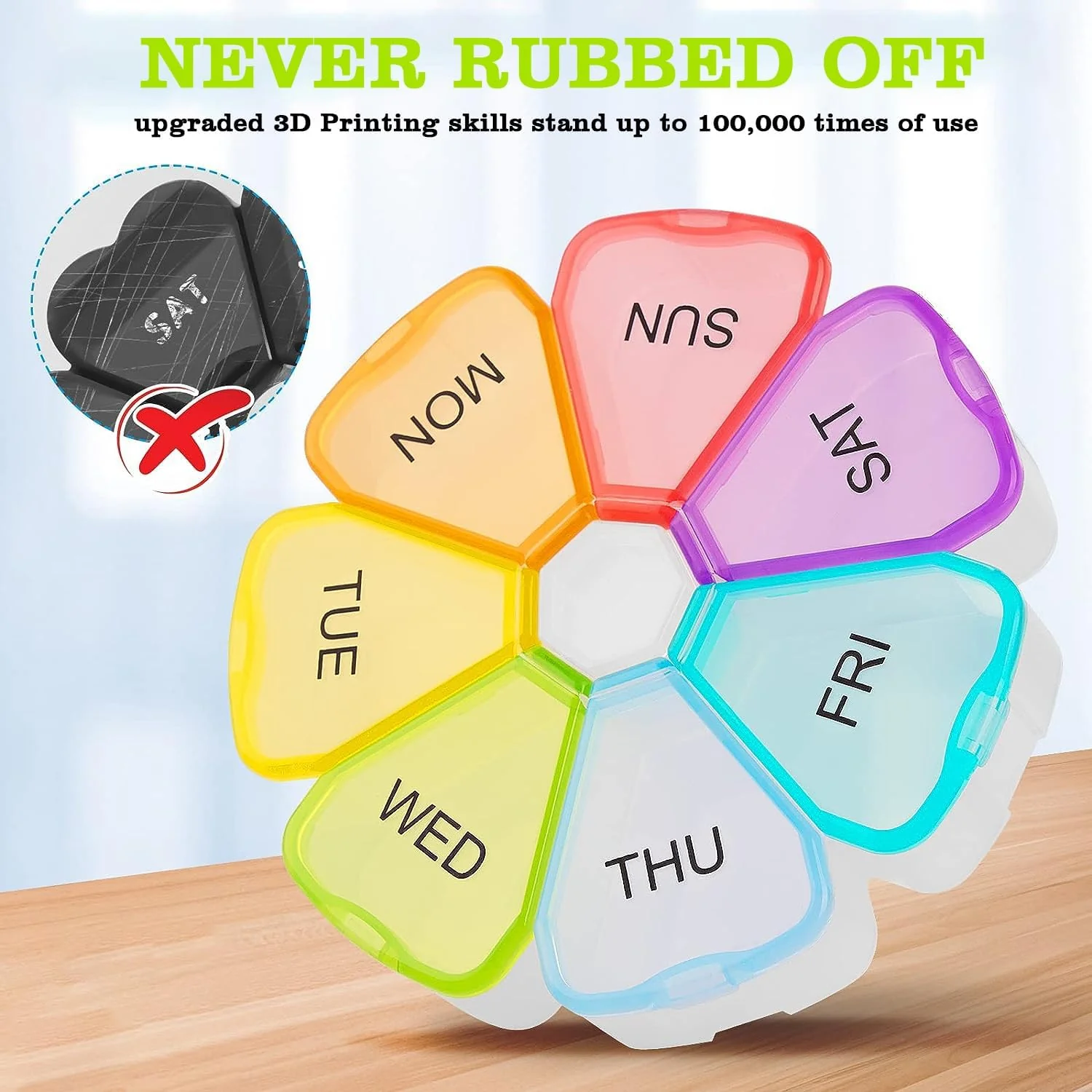 Portable Rainbow Colored Weekly Pill Box and Tablet Dispenser - Image 4