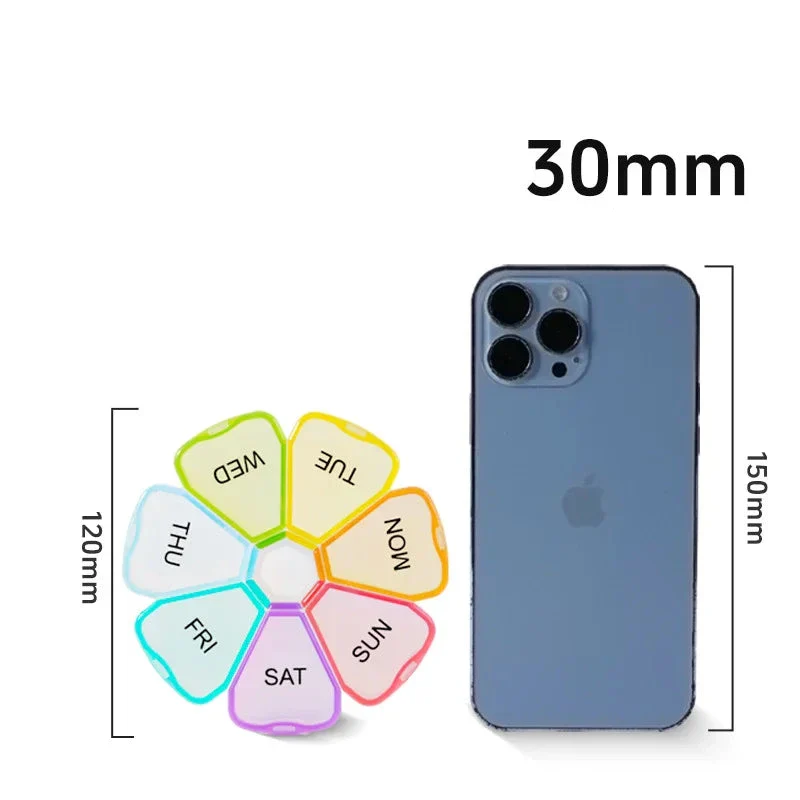 Portable Rainbow Colored Weekly Pill Box and Tablet Dispenser - Image 5
