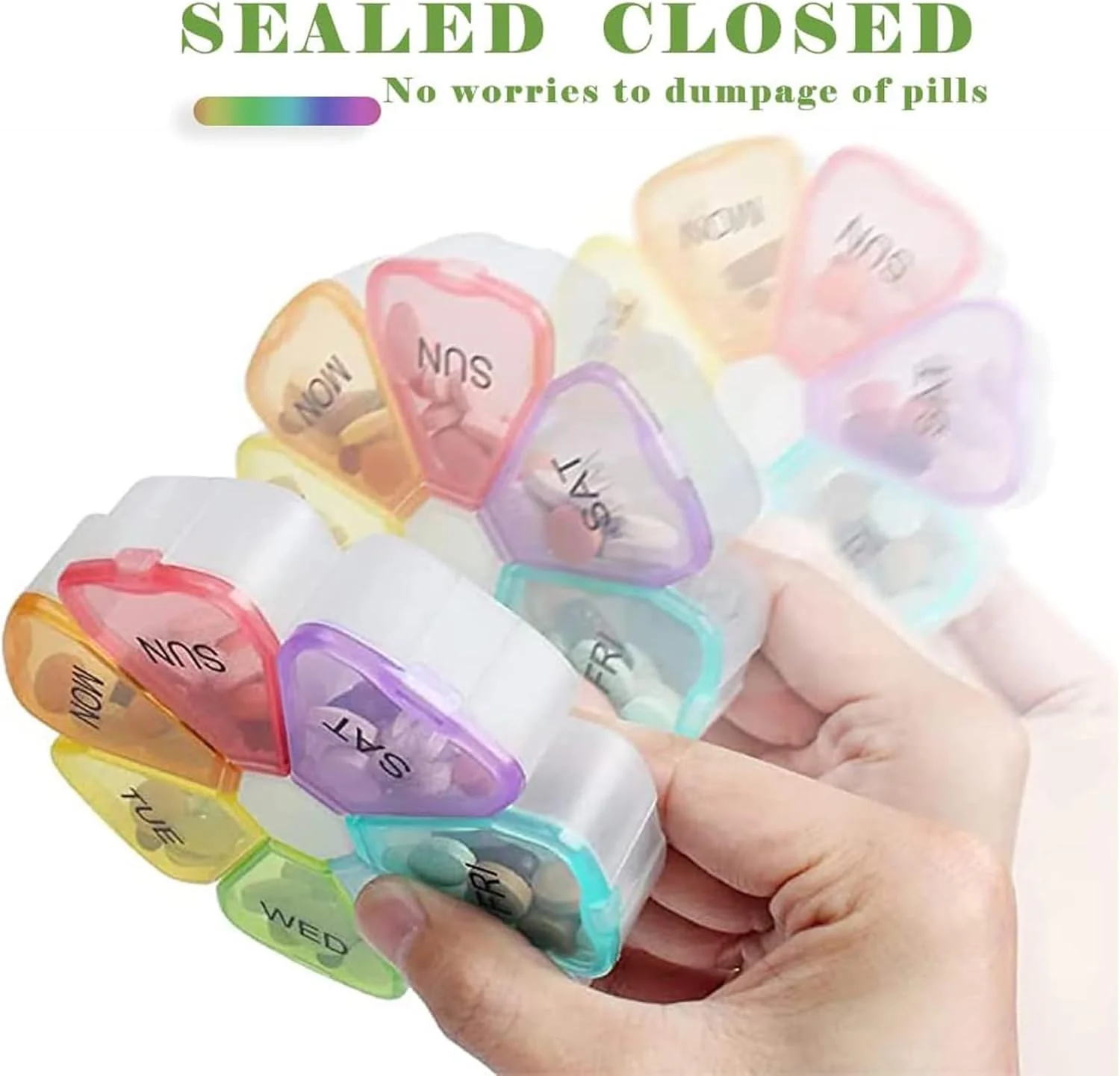 Portable Rainbow Colored Weekly Pill Box and Tablet Dispenser - Image 7