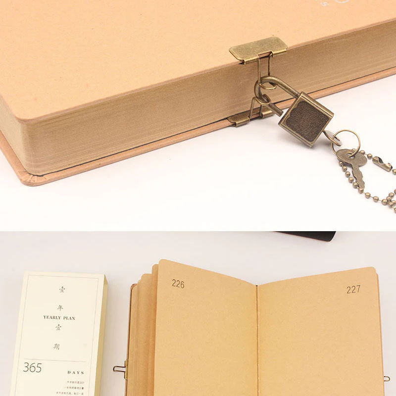 Retro 365 Plain Paged New Year Planner Journal With Lock - Image 10