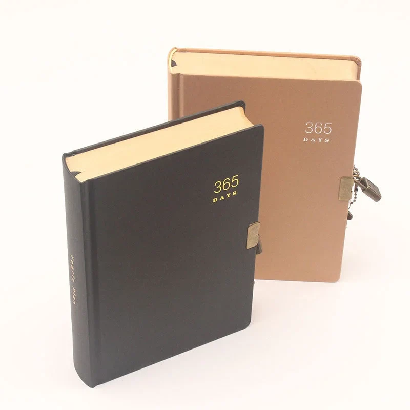 Retro 365 Plain Paged New Year Planner Journal With Lock - Image 4